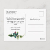 Elegantes Weihnachts Holly Pine Frame Foto Gruß Postkarte (Rückseite)