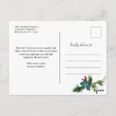 Elegantes Weihnachts-Joyful wünscht Holly Pine Fot Postkarte (Rückseite)