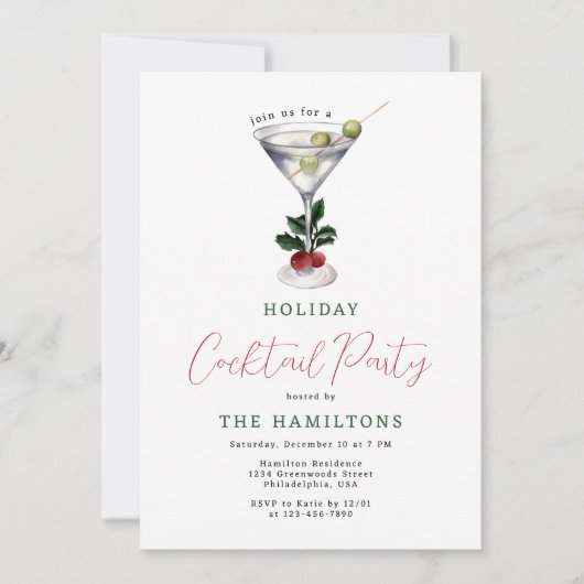 Elegantes Weihnachts Martini Holiday Cocktail Part Einladung (Vorderseite)