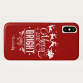 Elegantes Weihnachts-MERRY und BRIGHT Script Monog Case-Mate iPhone Hülle (Rückseite (Horizontal))