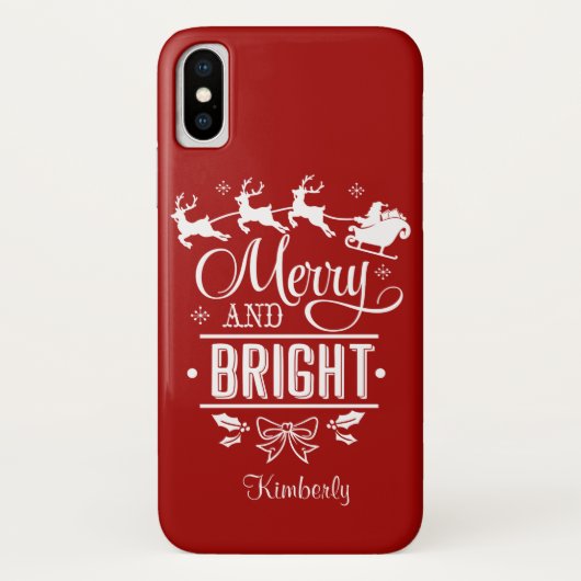 Elegantes Weihnachts-MERRY und BRIGHT Script Monog Case-Mate iPhone Hülle (Rückseite)