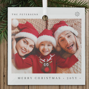 Elegantes Weihnachts-minimal-Spaß-Foto Familie Ornament Aus Glas