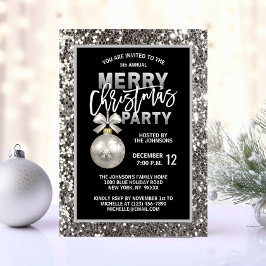 Elegantes Weihnachts-PARTY Black Silver Glitzer Einladung