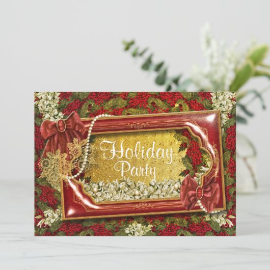 Elegantes Weihnachts-Party-Büro anpassbar Einladung (Stehend Vorderseite)
