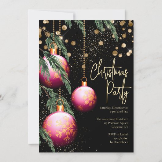 Elegantes Weihnachts-Party Custom Einladung (Vorderseite)