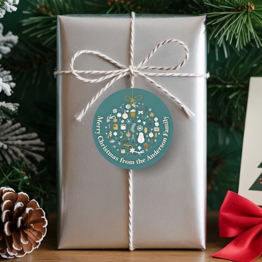 Elegantes Weihnachts-Party Festlicher Feiertag Min Runder Aufkleber