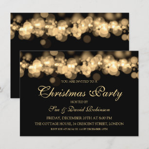 Elegantes Weihnachts-Party Gold Bokeh Lights Einladung