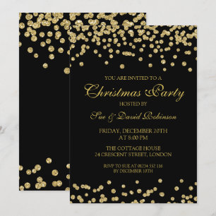 Elegantes Weihnachts-Party Gold Glitzer Confetti B Einladung