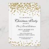 Elegantes Weihnachts-Party Gold Glitzer Confetti Einladung (Vorne/Hinten)