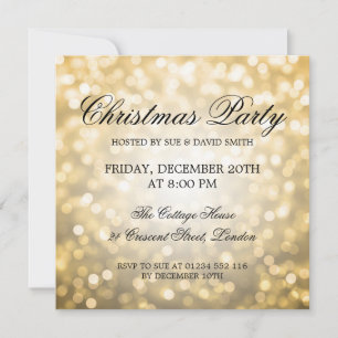 Elegantes Weihnachts-Party Gold Glitzer Lights Einladung