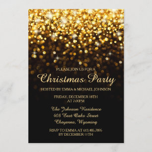 Elegantes Weihnachts-Party Gold schimmernde Lichte Einladung