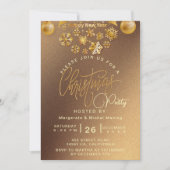 Elegantes Weihnachts-Party Gold schimmernde Lichte Einladung (Vorderseite)