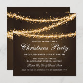 Elegantes Weihnachts-Party Gold String Lights Einladung (Vorne/Hinten)