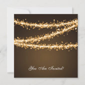 Elegantes Weihnachts-Party Gold String Lights Einladung (Rückseite)