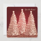 Elegantes Weihnachts-Party Gold Tree Red Einladung (Rückseite)