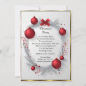 Elegantes Weihnachts-Party Red baubles Einladung (Vorderseite)
