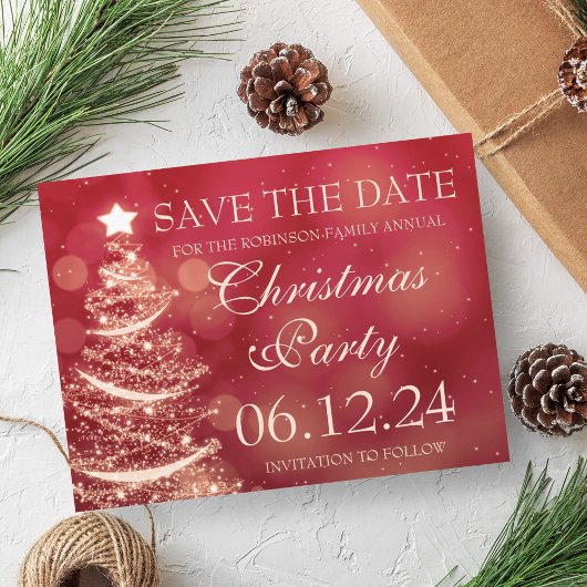 Elegantes Weihnachts-Party Save the Date Ankündigungspostkarte