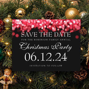 Elegantes Weihnachts-Party Save the Date Red Light Ankündigungspostkarte