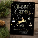Elegantes Weihnachts-Party Schwarzes Gold Einladun Folien Feiertagskarte<br><div class="desc">Luxuriöse Goldfolie Weihnachtslieder im Art Déco Stil. Dieses elegante Template verfügt über einen Spitzhirten mit festlichen Bäumen,  Blätter,  Beeren und Sternen. Eine stilvolle Farbpalette aus Schwarz,  Weiß und echten Folienelementen in Gold,  Silber oder Rose. Es besteht auch die Möglichkeit,  zusätzliche Party-Informationen auf der Rückseite hinzuzufügen.</div>