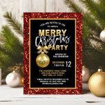 Elegantes Weihnachts-PARTY Schwarzes Gold Roter Gl Einladung<br><div class="desc">Beeindrucken Sie alle Ihre Gäste mit diesen herrlichen türkisfarbenen Weihnachtsgeburten-Party Einladungen. Imitate Glitzer Hintergrund mit vergoldeten Bauble-Ornament und Bogen. Imitate mit Goldfolienbriefen mit Weiß. Personalisieren Sie sie durch Hinzufügen Ihrer Informationen. Ideal für Firmen-,  Büro-,  Haus-Dinner-Party. Abrufen entsprechender Elemente. Kontaktieren Sie den Designer für weitere Variationen.</div>