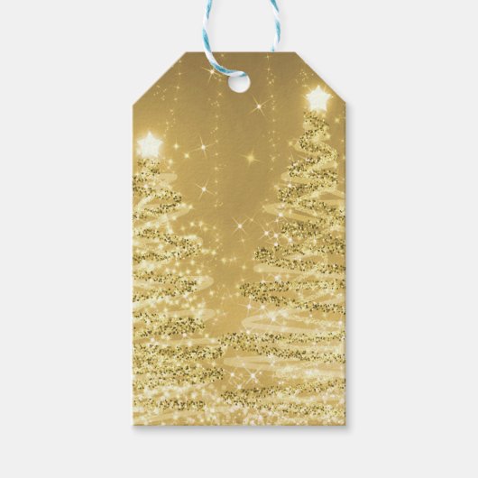 Elegantes Weihnachts-Party Sparkling Bäume Gold Geschenkanhänger (Vorderseite)