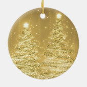 Elegantes Weihnachts-Party Sparkling Bäume Gold Keramik Ornament (Hinten)