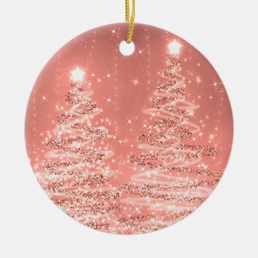 Elegantes Weihnachts-Party Sparkling Bäume Rose Go Keramik Ornament (Vorne)
