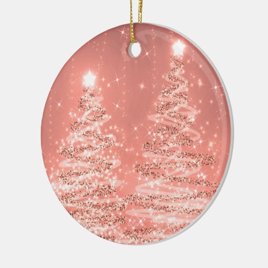 Elegantes Weihnachts-Party Sparkling Bäume Rose Go Keramik Ornament (Links)