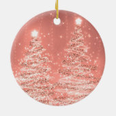 Elegantes Weihnachts-Party Sparkling Bäume Rose Go Keramik Ornament (Hinten)