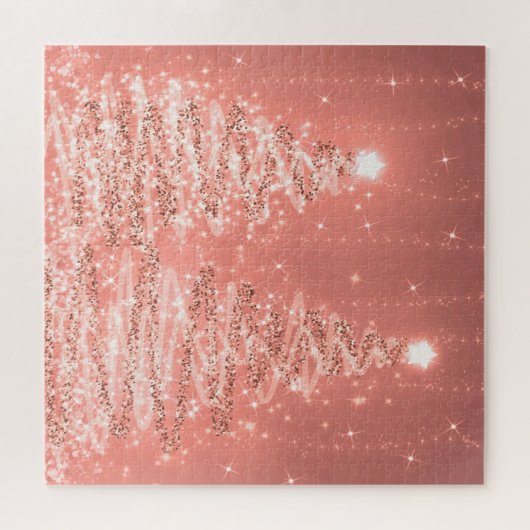 Elegantes Weihnachts-Party Sparkling Bäume Rose Go Puzzle (Horizontal)