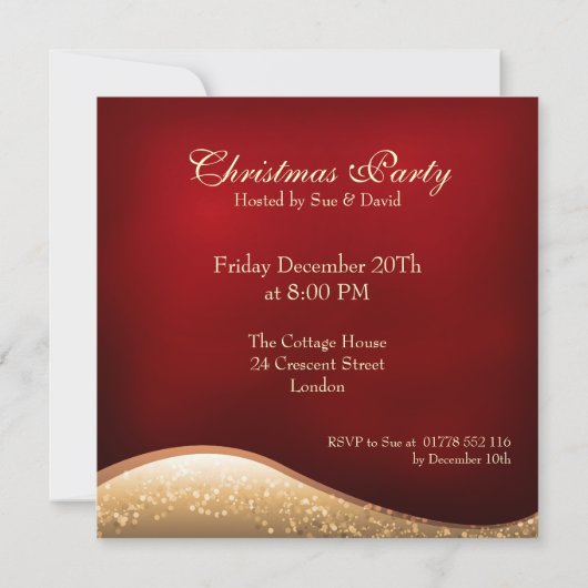 Elegantes Weihnachts-Party Sparkling Bäume Rot Einladung (Rückseite)