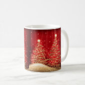 Elegantes Weihnachts-Party Sparkling Bäume Rot  Kaffeetasse (VorderseiteRechts)