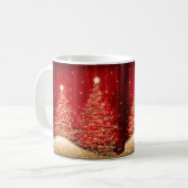 Elegantes Weihnachts-Party Sparkling Bäume Rot  Kaffeetasse (Vorderseite Links)