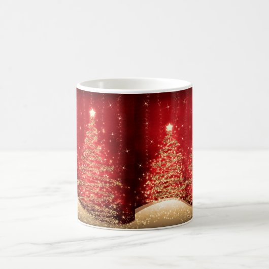 Elegantes Weihnachts-Party Sparkling Bäume Rot  Kaffeetasse (Mittel)