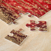 Elegantes Weihnachts-Party Sparkling Bäume Rot Puzzle (Seite)