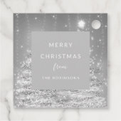 Elegantes Weihnachts-Party Sparkling Bäume Silber Geschenkanhänger (Rückseite)