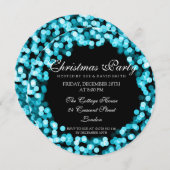 Elegantes Weihnachts-Party Türkisfarben Funkelnd L Einladung (Vorne/Hinten)