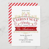 Elegantes Weihnachts-Party Weißes & Goldenes Einla Einladung (Vorne/Hinten)