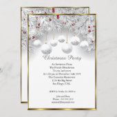 Elegantes Weihnachts-Party White Snow baubles Einladung (Vorne/Hinten)