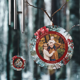 Elegantes Weihnachts-Poinsettias und Holly-Foto Windspiel