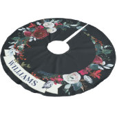 Elegantes Weihnachts-Rotes Winter-Rose-Wreath-Must Polyester Weihnachtsbaumdecke (Schrägansicht)