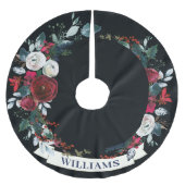 Elegantes Weihnachts-Rotes Winter-Rose-Wreath-Must Polyester Weihnachtsbaumdecke (Vorderseite)