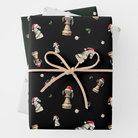 Elegantes Weihnachts-Schach-Wrap-Papier Geschenkpapier Set (Beispiel)
