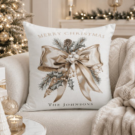 Elegantes Weihnachts-Schleifen-Kissen mit Namen Kissen