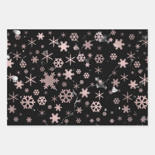Elegantes Weihnachts-Schneeflockenmuster Geschenkpapier Set (Vorderseite 2)