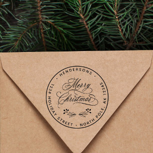 Elegantes Weihnachts-Schrift-Rücksendeadresse Permastempel