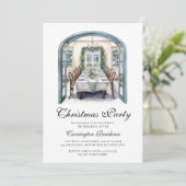 Elegantes Weihnachts-Script-Dinner/Party Einladung (Stehend Vorderseite)