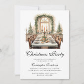 Elegantes Weihnachts-Script-Dinner/Party Einladung (Vorderseite)