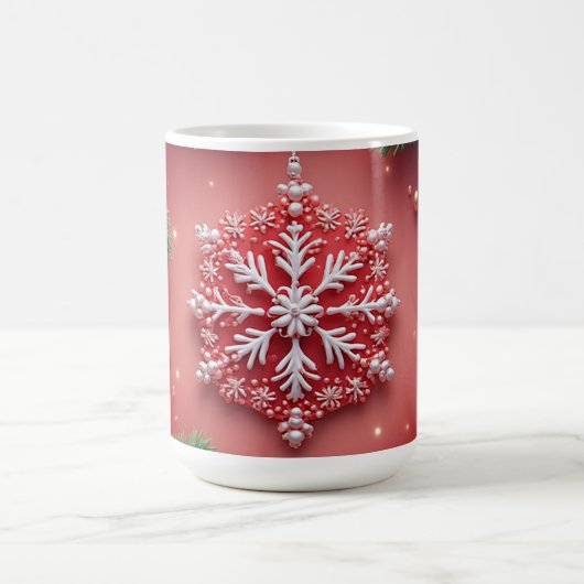 Elegantes Weihnachts-Snowflake-Design Kaffeetasse (Mittel)