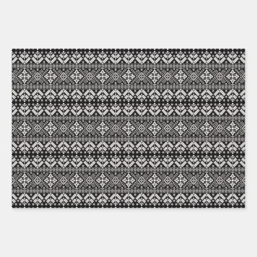 Elegantes Weihnachts-Sweater Fair Isle Pattern Geschenkpapier Set (Vorderseite)